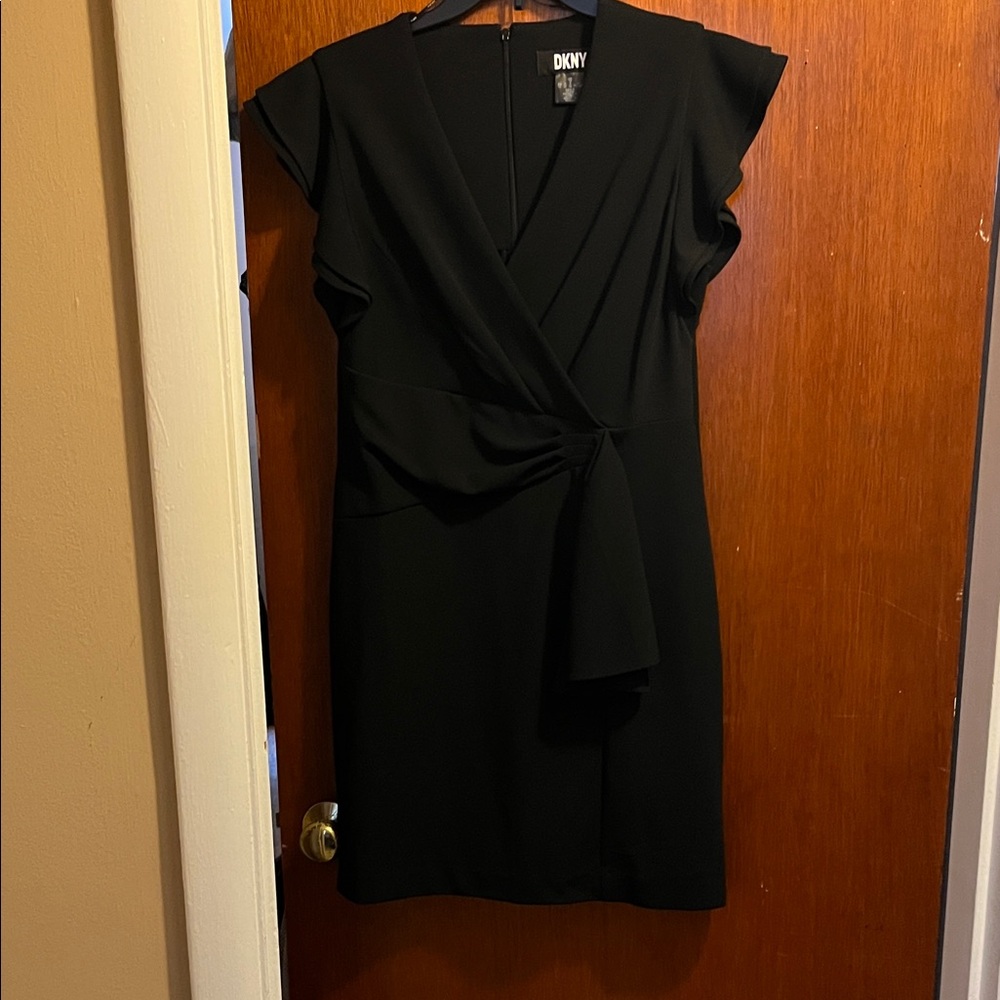 DKNY Black Mini Wrap Dress